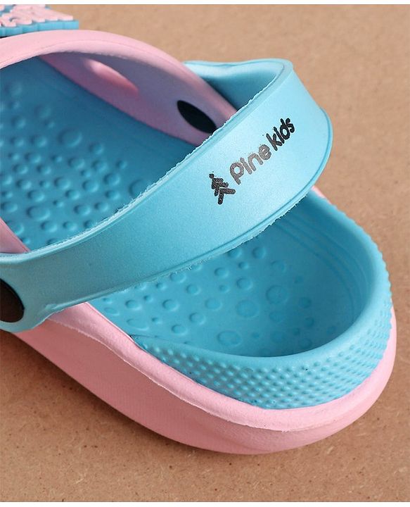Pine Kids Clogs With Backstrap - Blue Pink