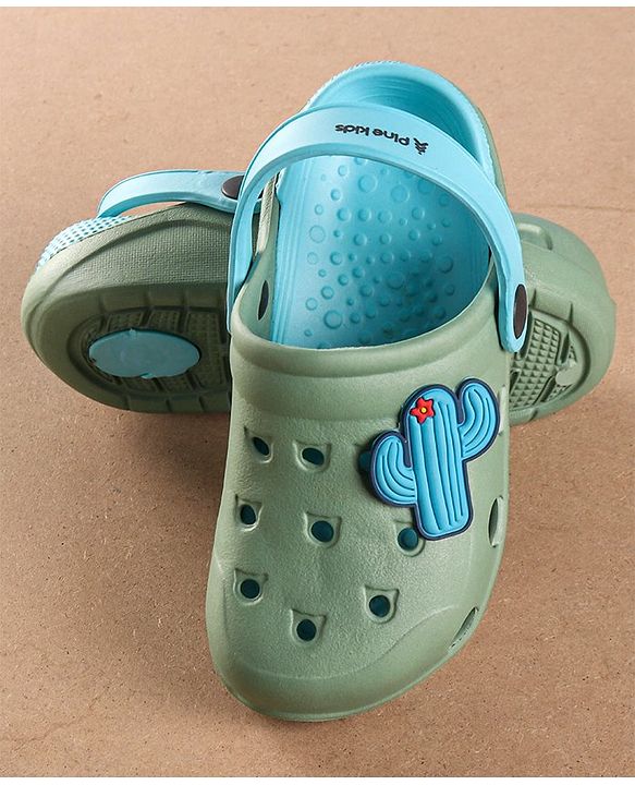 Pine Kids Clogs With Backstrap - Blue Green