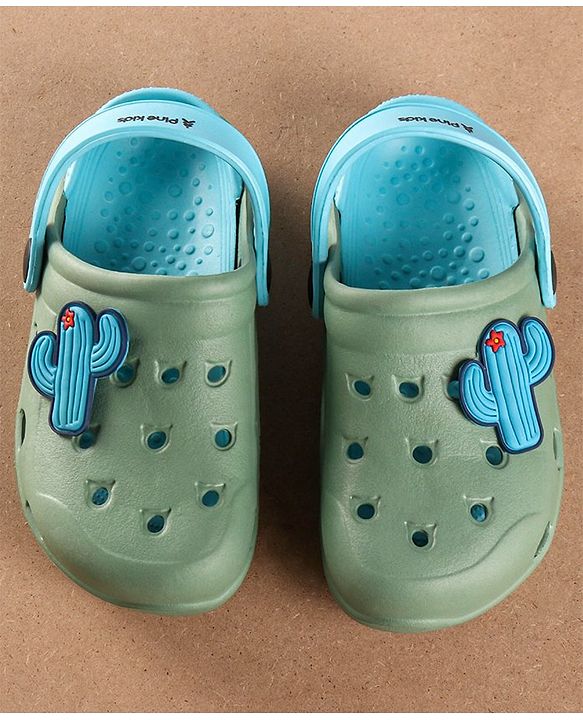Pine Kids Clogs With Backstrap - Blue Green