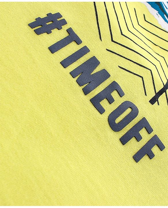 Pine Kids Half Sleeves T-Shirt Scenery Print - Yellow