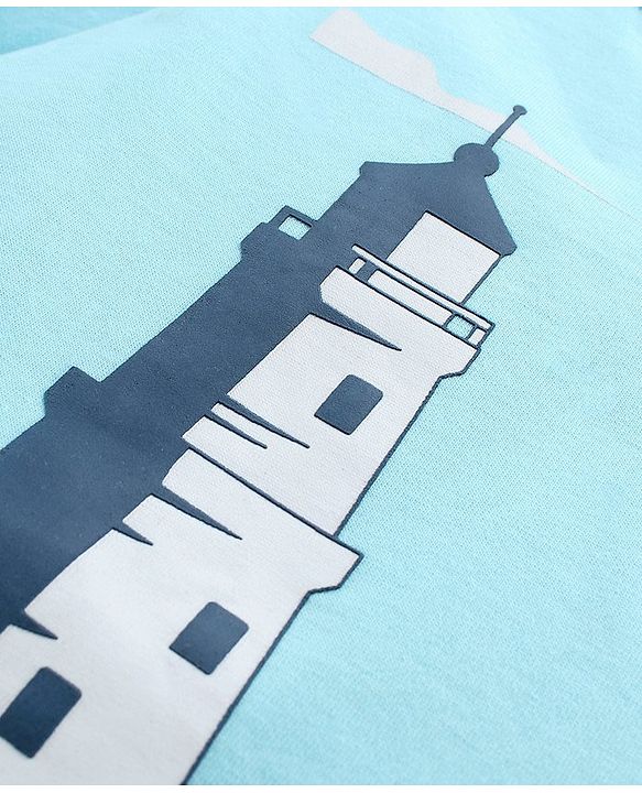 Pine Kids Half Sleeves T-Shirt Tower Print - Blue