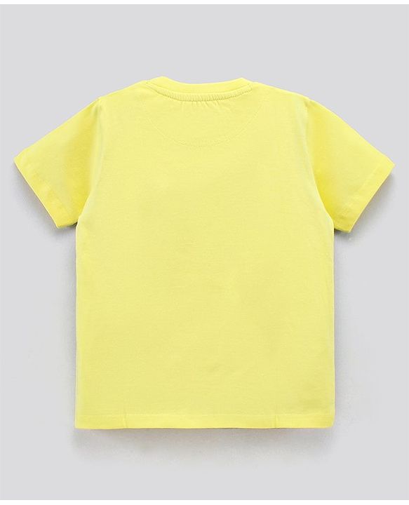Pine Kids Half Sleeves Cotton Biowashed T-Shirt Reconnect Print - Yellow