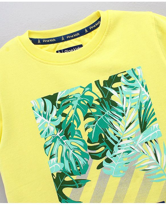 Pine Kids Half Sleeves Cotton Biowashed T-Shirt Reconnect Print - Yellow