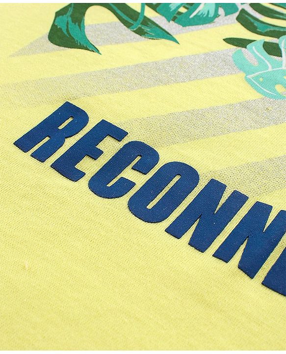 Pine Kids Half Sleeves Cotton Biowashed T-Shirt Reconnect Print - Yellow