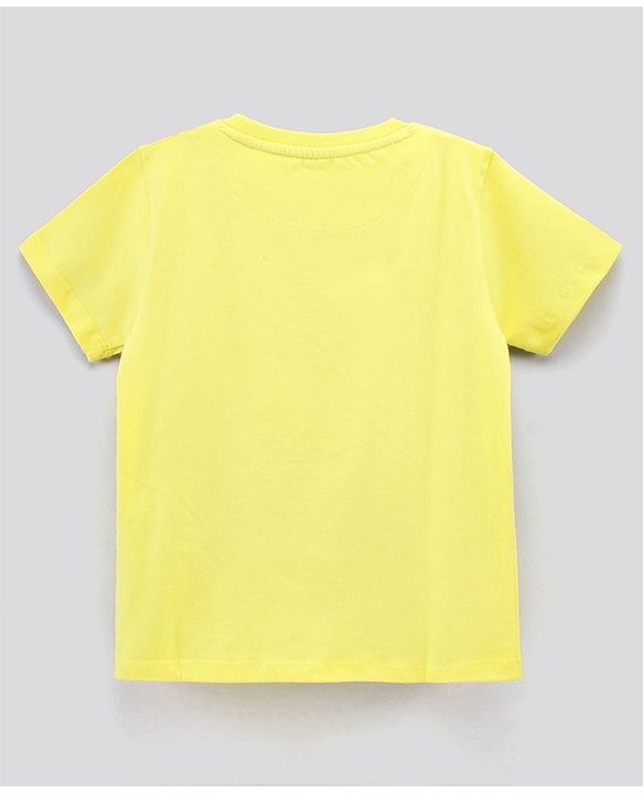 Pine Kids Half Sleeves T-Shirt Beach Print - Yellow