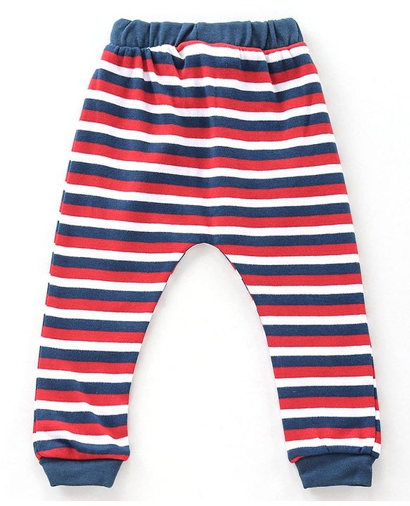 Babyhug Full Length Diaper Pants Striped and Printed Pack of 3 - Multicolor