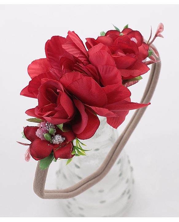 Babyhug Free Size Flower Applique Headband - Red
