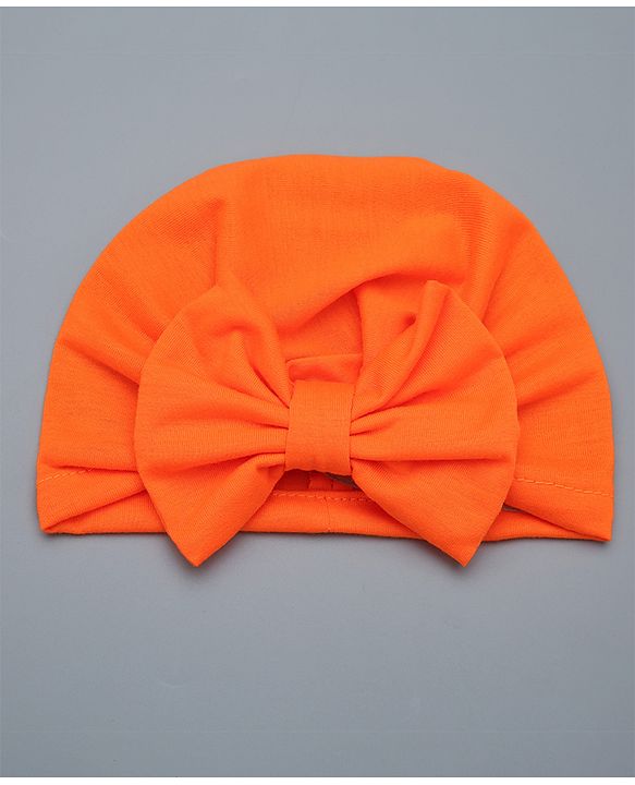 Babyhug Solid Headband with Bow Orange - Diameter 11 cm