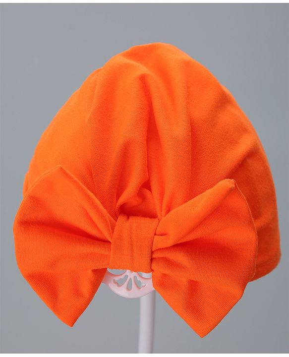 Babyhug Solid Headband with Bow Orange - Diameter 11 cm