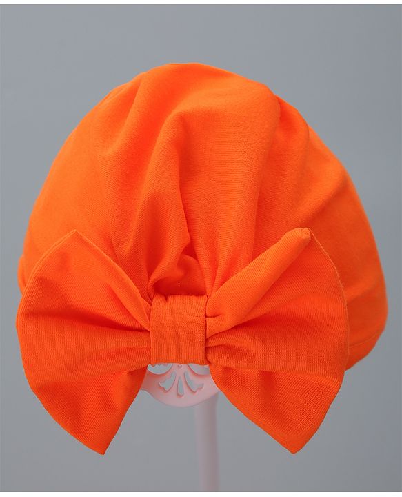 Babyhug Solid Headband with Bow Orange - Diameter 11 cm