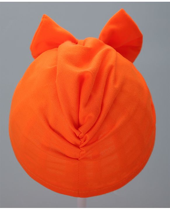 Babyhug Solid Headband with Bow Orange - Diameter 11 cm