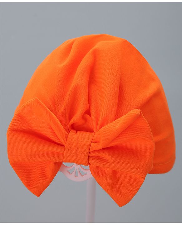Babyhug Solid Headband with Bow Orange - Diameter 11 cm