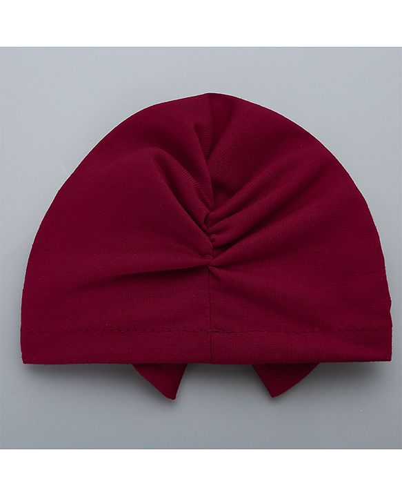 Babyhug Solid Headband with Bow Dark Red - Diameter 11 cm