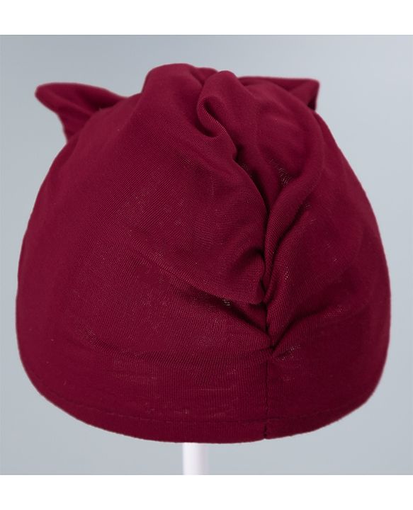 Babyhug Solid Headband with Bow Dark Red - Diameter 11 cm