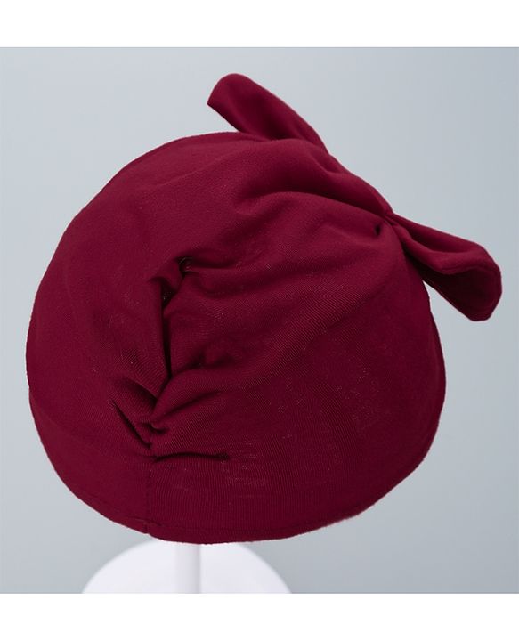 Babyhug Solid Headband with Bow Dark Red - Diameter 11 cm