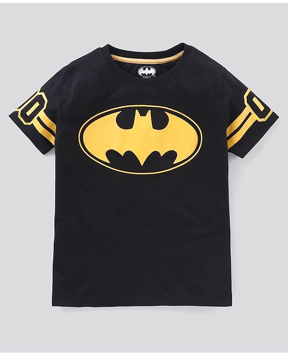 Pine Kids Half Sleeves Biowashed Tee Batman Print - Black