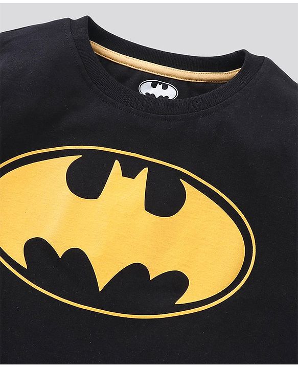 Pine Kids Half Sleeves Biowashed Tee Batman Print - Black