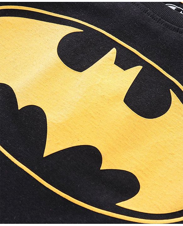 Pine Kids Half Sleeves Biowashed Tee Batman Print - Black