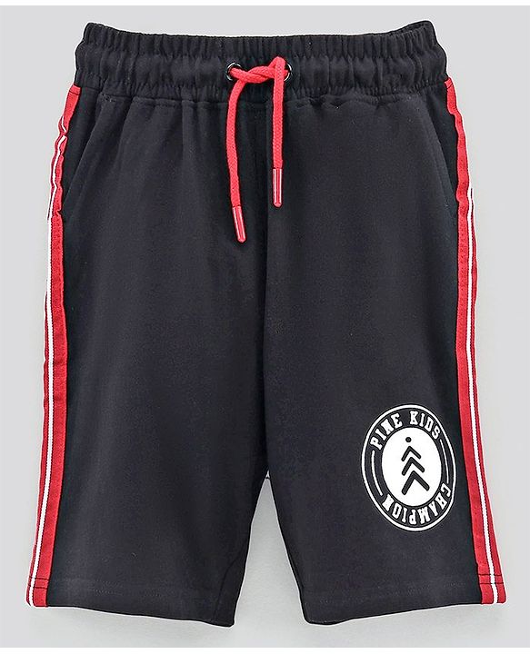 Pine Kids Biowash Shorts With Drawstring Champion Print - Black