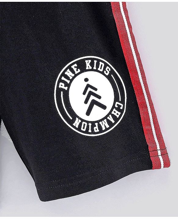 Pine Kids Biowash Shorts With Drawstring Champion Print - Black