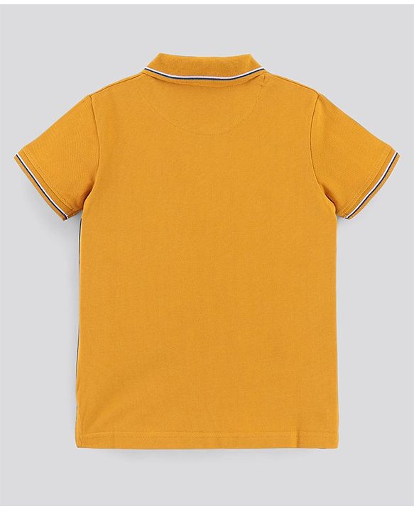 Pine Kids Half Sleeves Biowashed T-shirt Block Print - Yellow