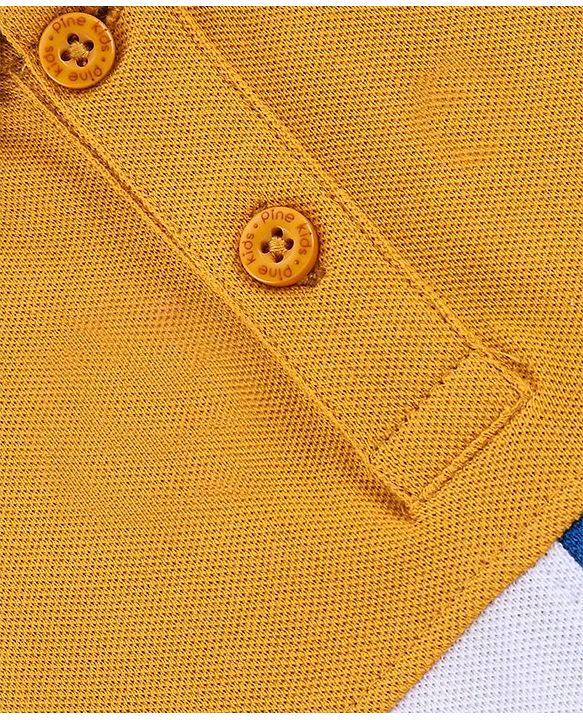 Pine Kids Half Sleeves Biowashed T-shirt Block Print - Yellow