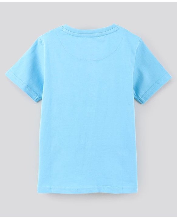 Pine Kids Half Sleeves Cotton Biowashed T-Shirt With Chest Pocket - Blue