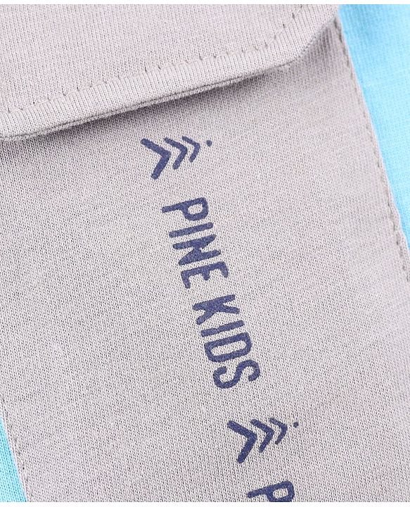 Pine Kids Half Sleeves Cotton Biowashed T-Shirt With Chest Pocket - Blue