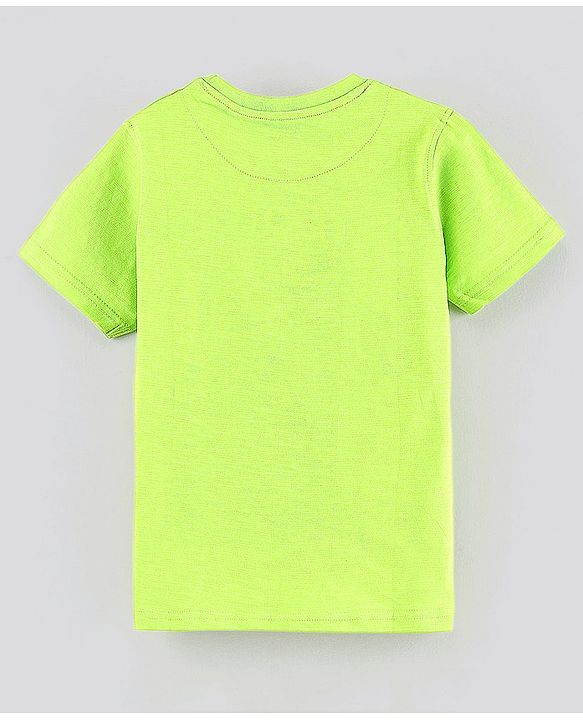 Pine Kids Half Sleeves Cotton Biowashed T-Shirt Beach Holiday Print - Green