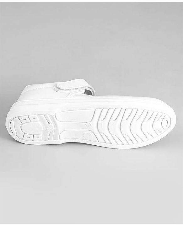 Pine Kids Solid School Shoes with Velcro Closure - White