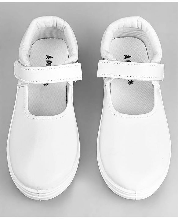 Pine Kids Solid School Shoes with Velcro Closure - White