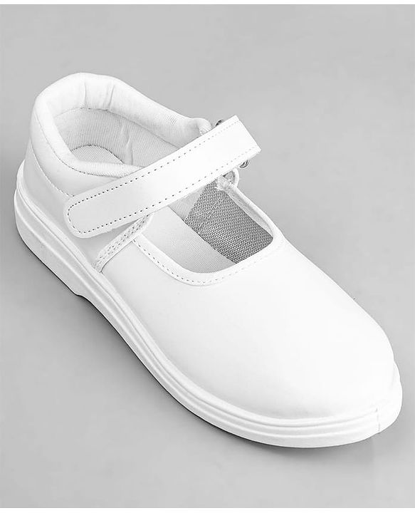 Pine Kids Solid School Shoes with Velcro Closure - White