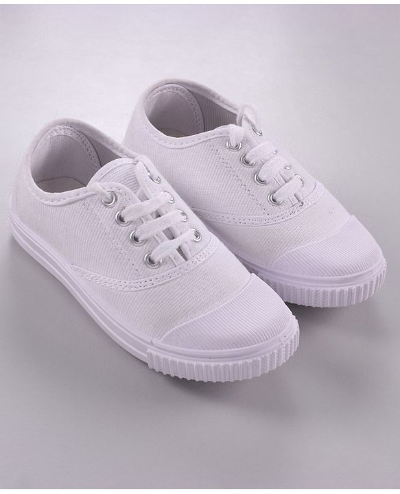 Pine Kids Solid Lace Up School Shoes - White