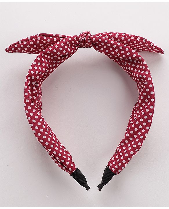 Pine Kids Free Size Knot Bow Dot Print Hair Bands Set of 2 - Multicolour