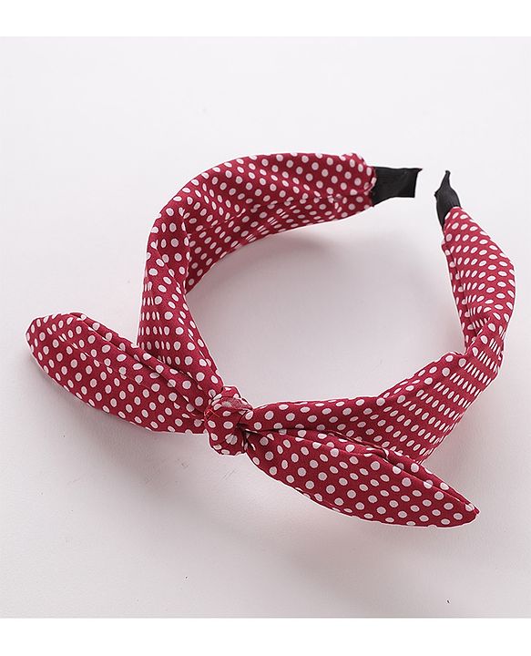 Pine Kids Free Size Knot Bow Dot Print Hair Bands Set of 2 - Multicolour