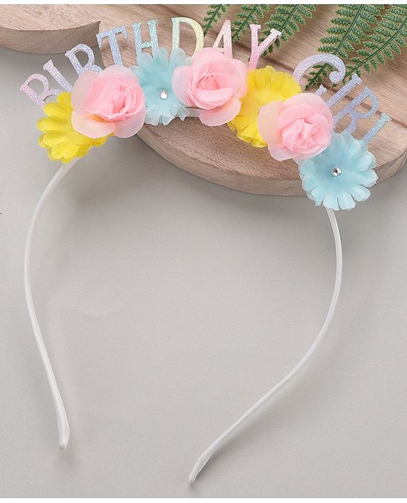 Pine Kids Hair Band Birthday Girl & Flower Applique - Multicolor