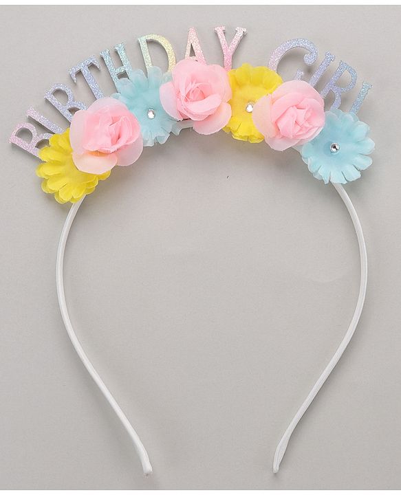 Pine Kids Hair Band Birthday Girl & Flower Applique - Multicolor