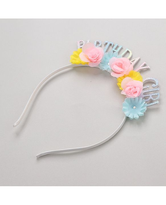 Pine Kids Hair Band Birthday Girl & Flower Applique - Multicolor