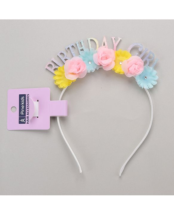 Pine Kids Hair Band Birthday Girl & Flower Applique - Multicolor