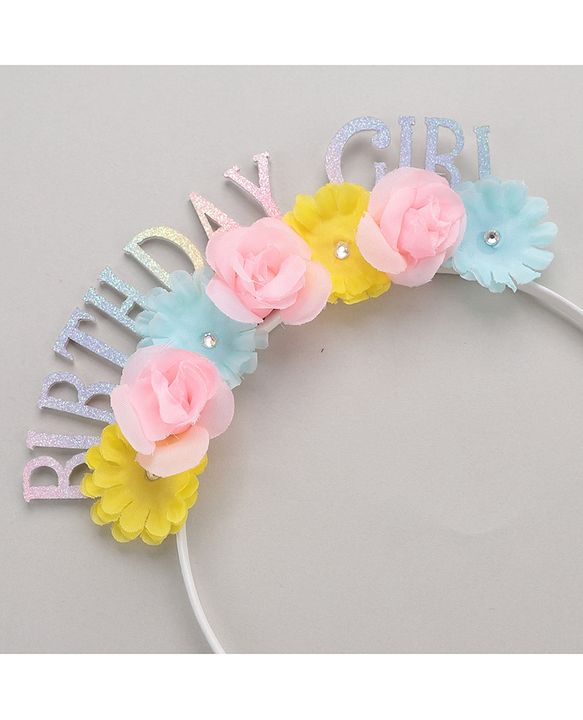 Pine Kids Hair Band Birthday Girl & Flower Applique - Multicolor