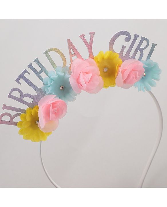 Pine Kids Hair Band Birthday Girl & Flower Applique - Multicolor