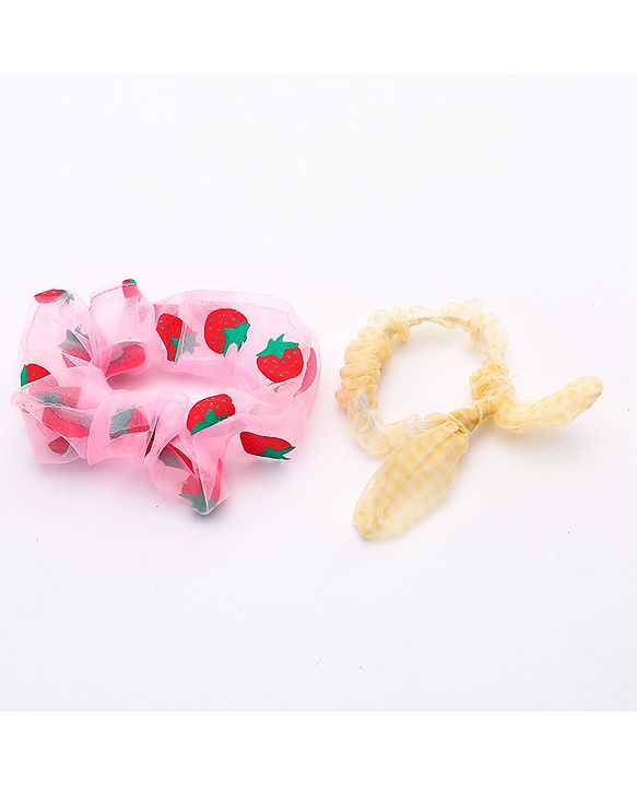 Babyhug Rubber Bands & Scrunchies Sets Pack Of 4 - Pink Yellow