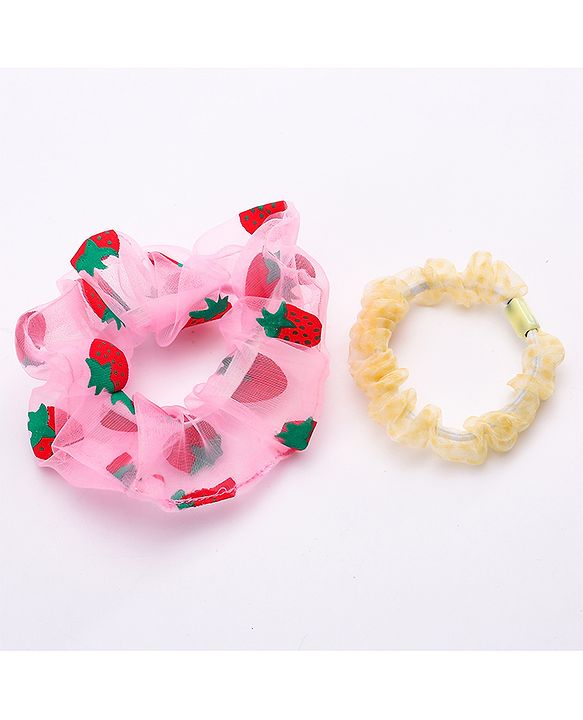 Babyhug Rubber Bands & Scrunchies Sets Pack Of 4 - Pink Yellow