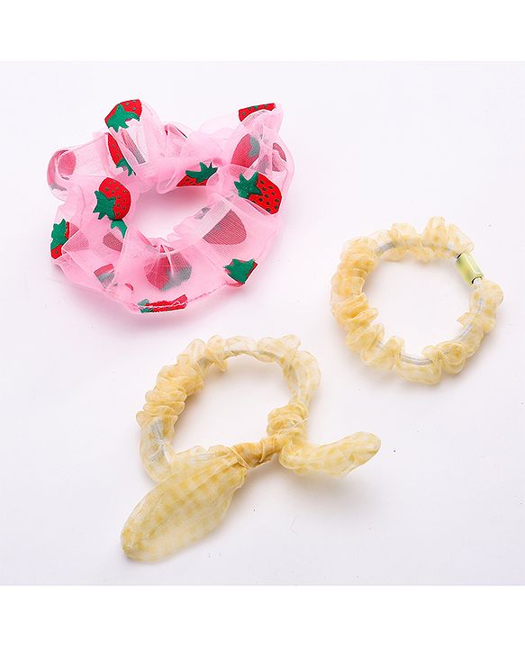 Babyhug Rubber Bands & Scrunchies Sets Pack Of 4 - Pink Yellow