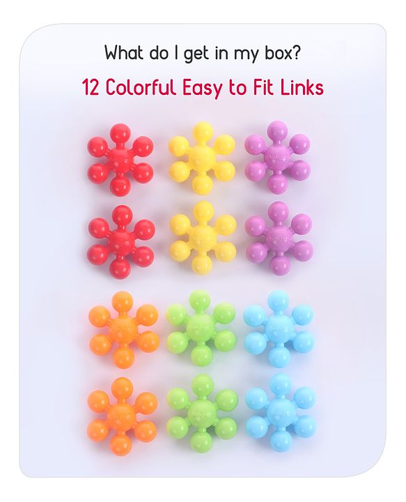 Babyhug Star Links Creative Activity Toy Improves Finger Dexterity Multicolor - 12 Colorful Pieces
