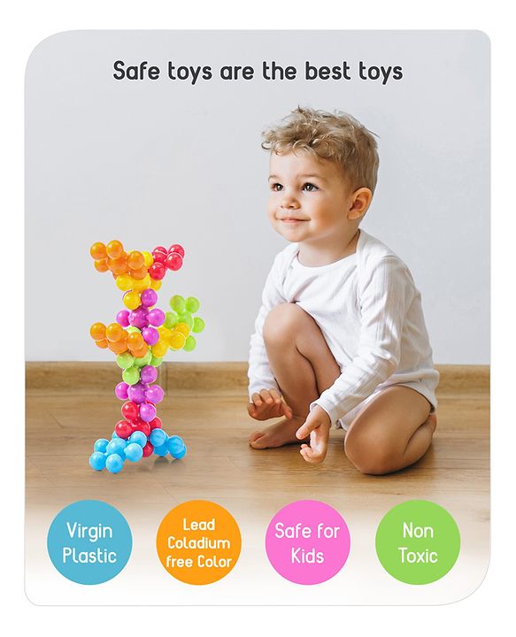 Babyhug Star Links Creative Activity Toy Improves Finger Dexterity Multicolor - 12 Colorful Pieces