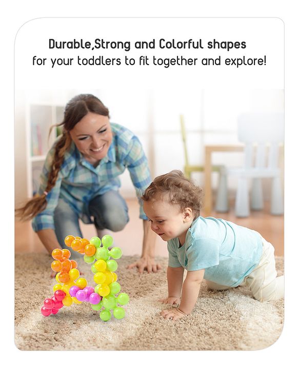 Babyhug Star Links Creative Activity Toy Improves Finger Dexterity Multicolor - 12 Colorful Pieces