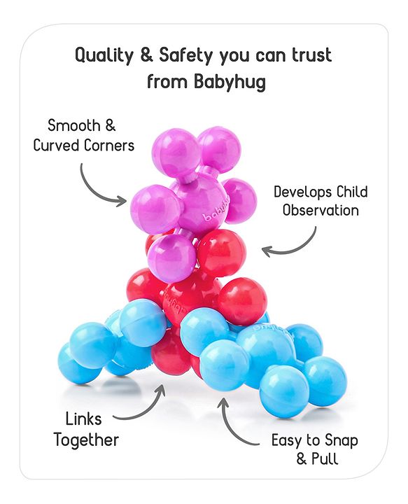 Babyhug Star Links Creative Activity Toy Improves Finger Dexterity Multicolor - 12 Colorful Pieces
