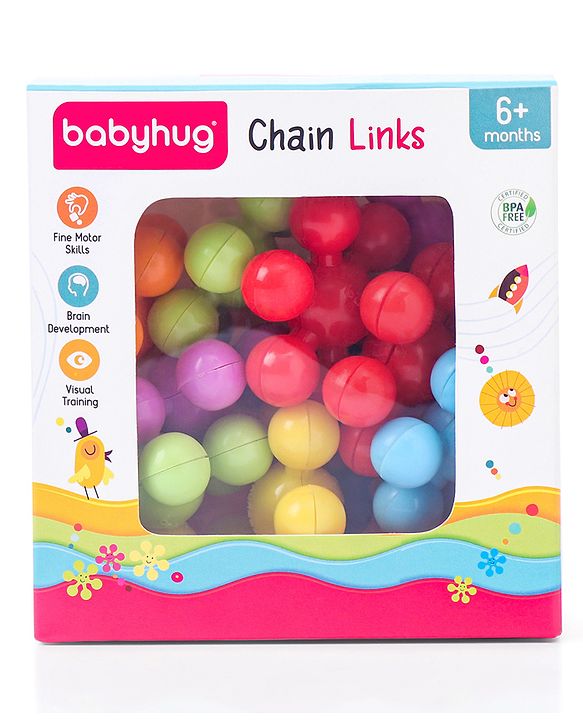 Babyhug Star Links Creative Activity Toy Improves Finger Dexterity Multicolor - 12 Colorful Pieces