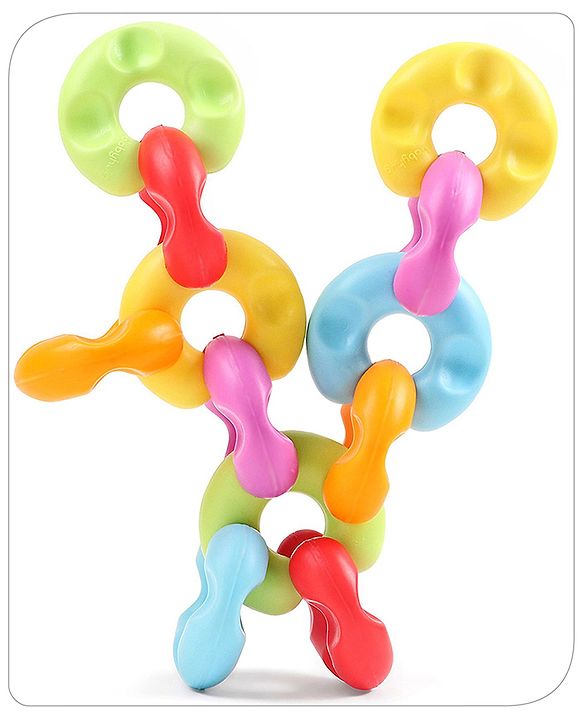 Babyhug Premium 12 pcs Chain Links Interlocking, Educational and Construction Colorful Toy| Improves Creativity And Helps Develop Hand Eye Coordination| Pre-School Toy| BIS Certified| 18 Months+
